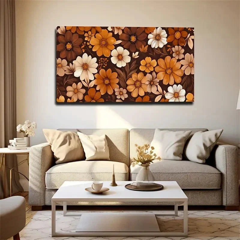 Plant Elements Borderless Retro Wall Art Canvas Office Home Room Framed 120x60cm