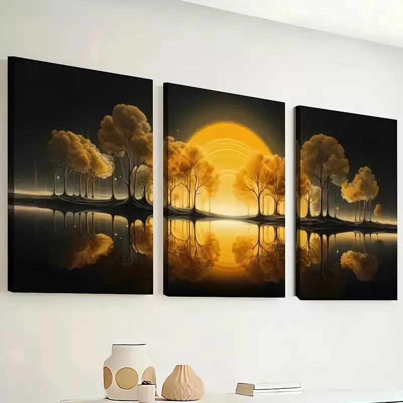 3pcs Featuring Sunset Scenery And Sunset Prints Wall Art Set Canvas Framed 40x60cm - High Quality Print 100% Australian Made Wall Canvas Ready to Hang