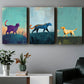 3pcs Small Animals Walking on Hillsides Metal Print Ready to Hang Art