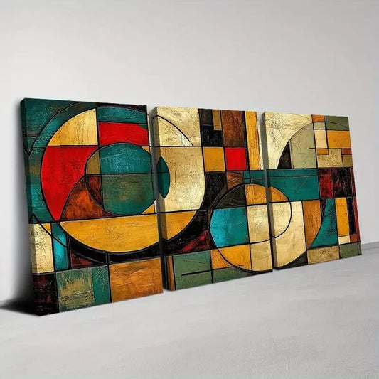 3pcs Modern Abstract Vintage Art Painting Wall Art Set Canvas Framed 40x60cm - High Quality Print 100% Australian Made Wall Canvas Ready to Hang