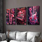3pcs Pink Flowered Saxophone Guitar and Piano Wall Art Set Canvas Framed 40x60cm - High Quality Print 100% Australian Made Wall Canvas Ready to Hang