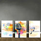 3pcs Vibrant Musical Microphone Artwork Metal Print Ready to Hang Art