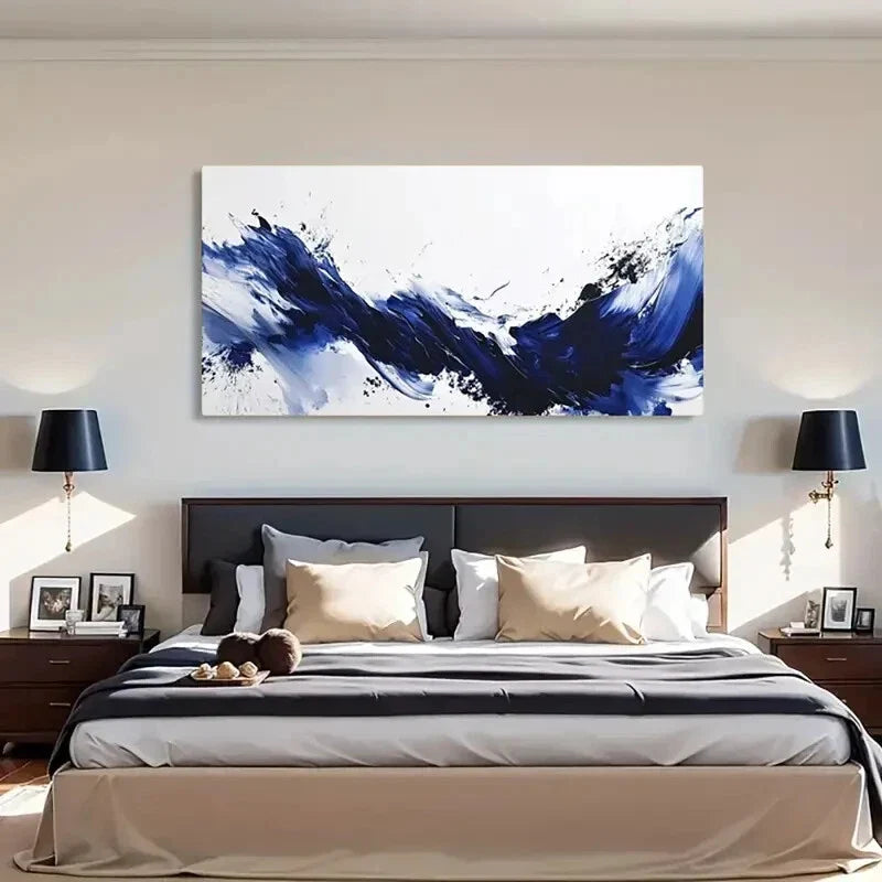 Abstract Ocean Waves Stroke Wall Art Canvas Office Home Room Framed 120x60cm