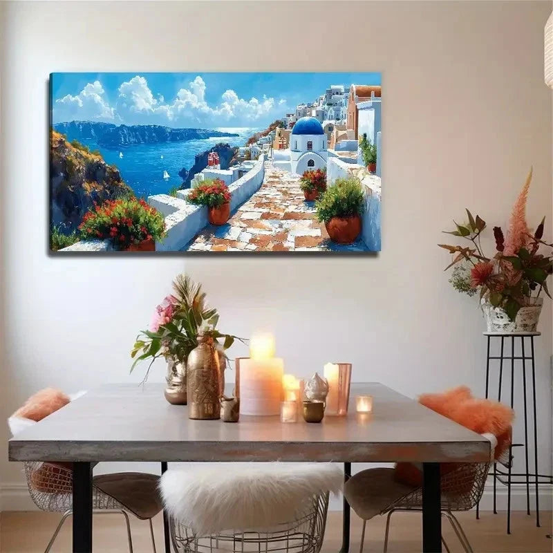 Beautiful view Of Aegean Wall Art Canvas Office Home Room Framed 80x45cm