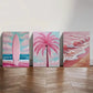 3pcs Pastel Coastal Posters Pink Ocean Pictures Metal Print Ready to Hang Art