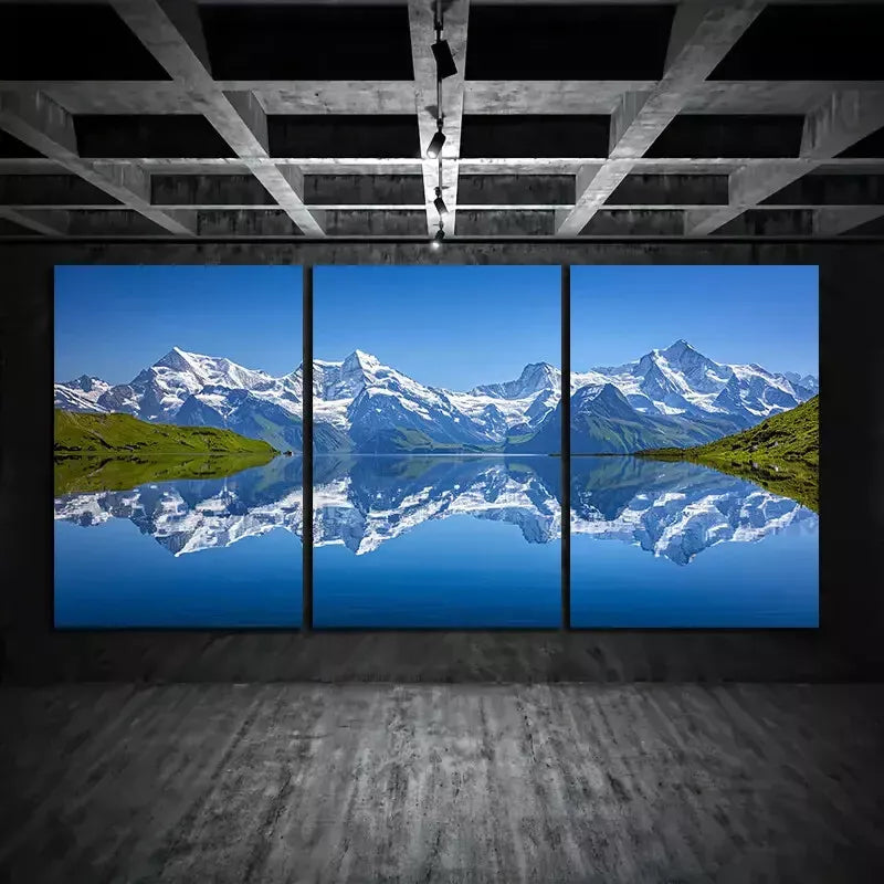 3pcs Mountain Lake in The Alps Canvas Framed 40x60cm - High Quality Print 100% Australian Made Wall Canvas Ready to Hang