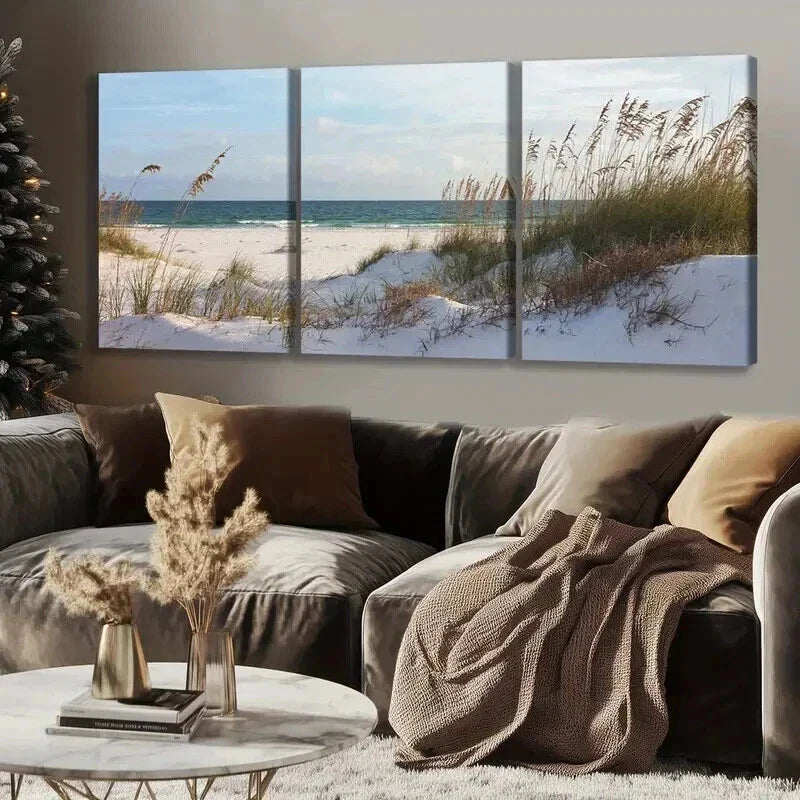 3pcs Coastal Beach Seascape Landscape Wall Art Set Canvas Framed 40x60cm - High Quality Print 100% Australian Made Wall Canvas Ready to Hang