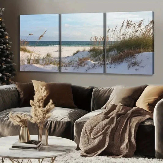 3pcs Coastal Beach Seascape Landscape Wall Art Set Canvas Framed 40x60cm - High Quality Print 100% Australian Made Wall Canvas Ready to Hang