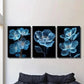 3pcs  Portrait Bright Blue Flower Painting Metal Print Ready to Hang Art