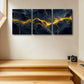 3pcs Yellow Lightning Design Metal Print Ready to Hang Art