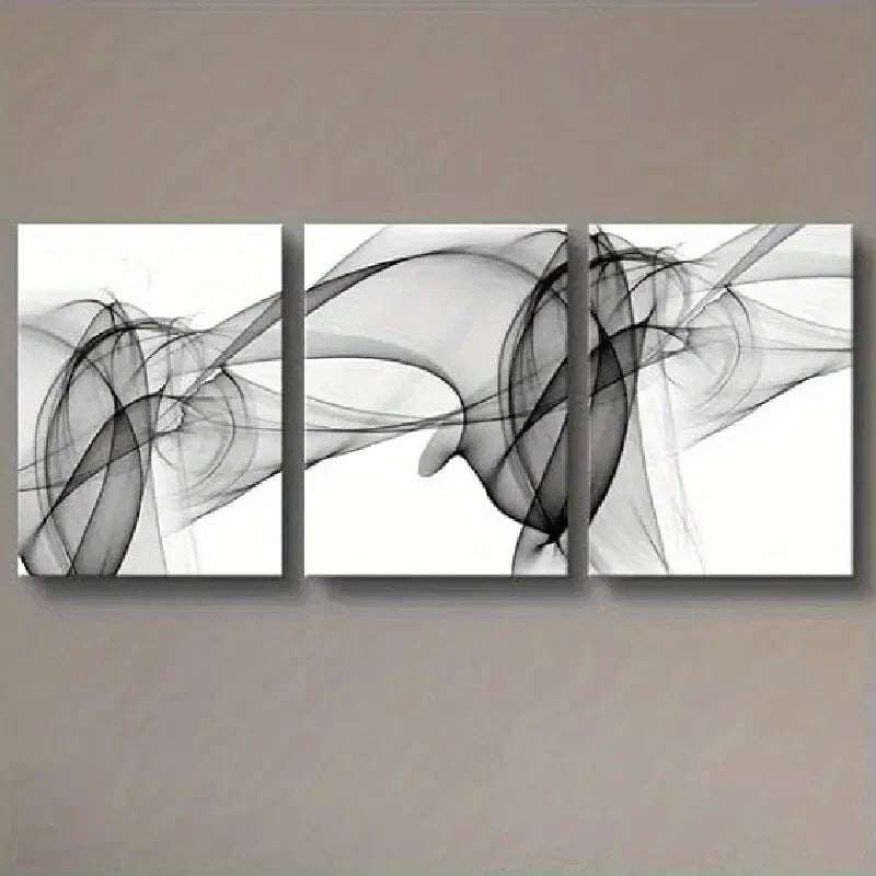 3pcs Modern Black and White Abstract Metal Print Ready to Hang Art