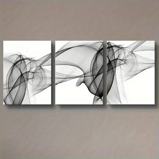 3pcs Modern Black and White Abstract Metal Print Ready to Hang Art