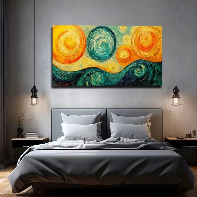 Vibrant Vortex Pattern Suitable Wall Art Canvas Office Home Room Framed 120x60cm