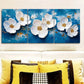 3pcs  White flowers on a blue background  Metal Print Ready to Hang Art