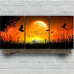 3pcs Moonlit Night Sky with Birds Silhouette Metal Print Ready to Hang Art