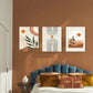 3pcs  Abstract Geometric Beige Orange  Metal Print Ready to Hang Art