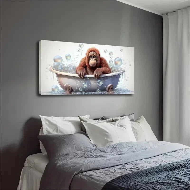 Little Monkey Waiting Quietly Wall Art Canvas Office Home Room Framed 120x60cm