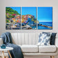 3pcs  Traditional Port Mediterranean Sea Cinque  Metal Print Ready to Hang Art