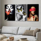 3pcs Exquisite Abstract Figure Black & Gold Lady Wall Art Set Canvas Framed 40x60cm - High Quality Print 100% Australian Made Wall Canvas Ready to Hang
