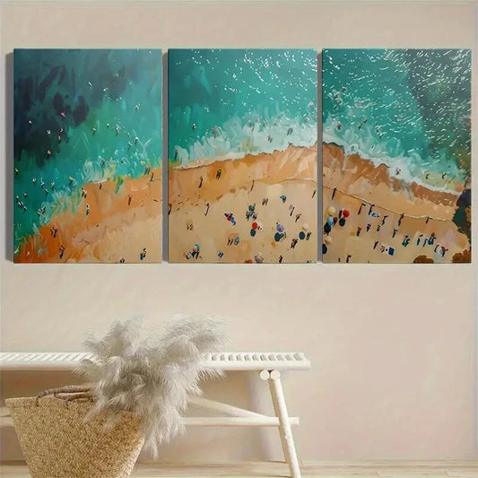 3pcs Coastal Beach Scene Metal Print Ready to Hang Art