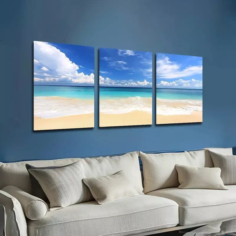 3pcs Romantic Seaside Beach Wall Art Set Canvas Framed 40x60cm - High Quality Print 100% Australian Made Wall Canvas Ready to Hang