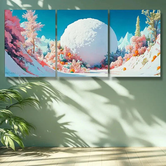 3pcs Snowball, fruit Art Painting  Wall Art Set Canvas Framed 40x60cm -High Quality Print 100% Australian Made Wall Canvas Ready to Hang