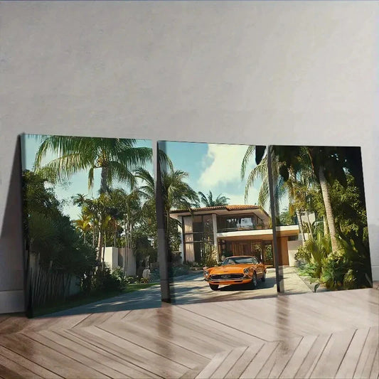 3pcs Mid-century modern car   Wall Art Set Canvas Framed 40x60cm - High Quality Print 100% Australian Made Wall Canvas Ready to Hang
