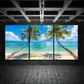 3pcs Two Palm Trees, Clear Blue Seawater Metal Print Ready to Hang Art