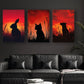 3pcs Sunset Contour Animal Natural Theme Metal Print Ready to Hang Art