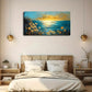Warm Yellow Sky Blue Sea Blend Wall Art Canvas Office Home Room Framed 120x60cm