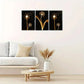 3pcs Aesthetic Golden Plants on Dark Background Metal Print Ready to Hang Art