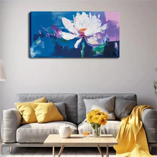 Watercolor Blooming White Flow Wall Art Canvas Office Home Room Framed 120x60cm