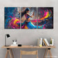 3pcs Artistic Highlight Indian Woman Dancing Metal Print Ready to Hang Art