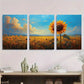 3pcs Vibrant Field of Sunflowers & Blue Sky Metal Print Ready to Hang Art