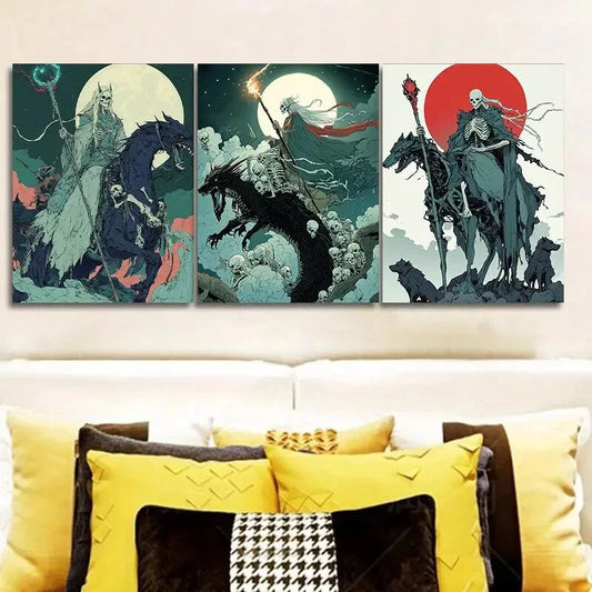 3pcs The Queen of Death, Wall Art Set Canvas Framed 40x60cm - High Quality Print 100% Australian Made Wall Canvas Ready to Hang