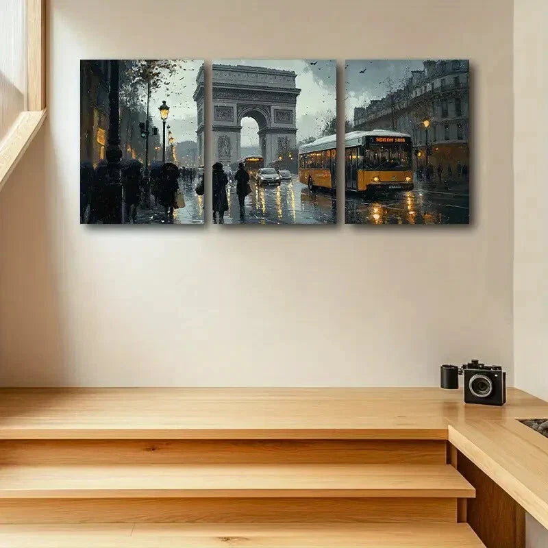 3pcs Featuring The Triomphe in Paris Metal Print Ready to Hang Art