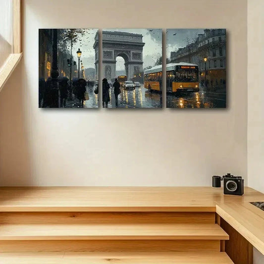 3pcs Featuring The Triomphe in Paris Metal Print Ready to Hang Art