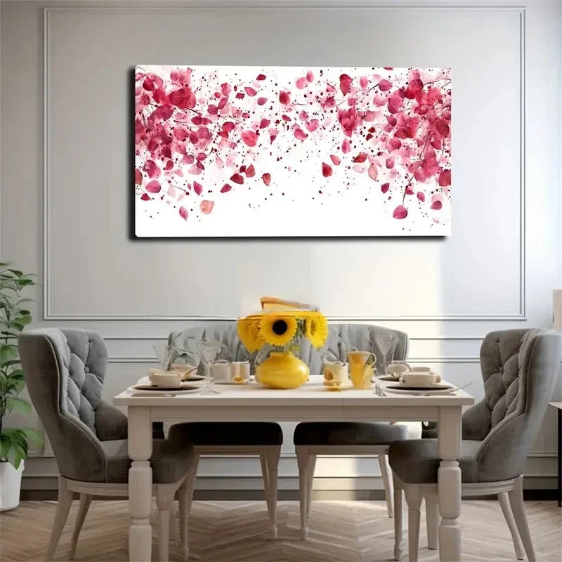 Pink And Red Heart Petal Design Wall Art Canvas Office Home Room Framed 120x60cm
