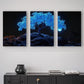 3pcs Beautiful and Lonely Blue Tree at Night Metal Print Ready to Hang Art