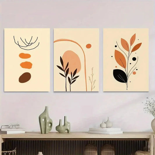 3pcs Modern Abstract Boho Style Paintings Wall Art Set Canvas Framed 40x60cm - High Quality Print 100% Australian Made Wall Canvas Ready to Hang