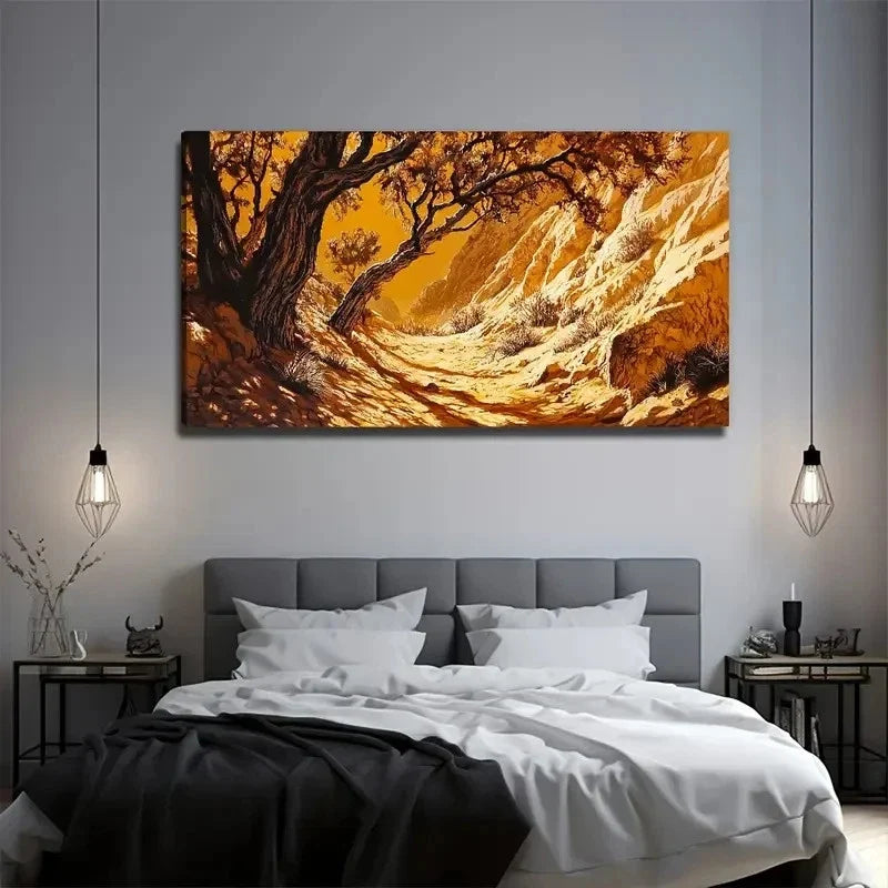 Abstract Life In The Desert Wall Art Canvas Office Home Room Framed 80x45cm