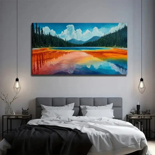 Color Pool Pine Tree Wall Art Canvas Office Home Room Framed 120x60cm