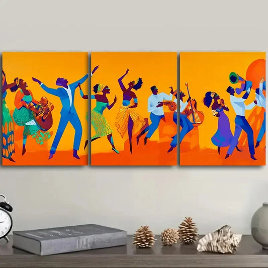 3pcs Fashionable African American Metal Print Ready to Hang Art