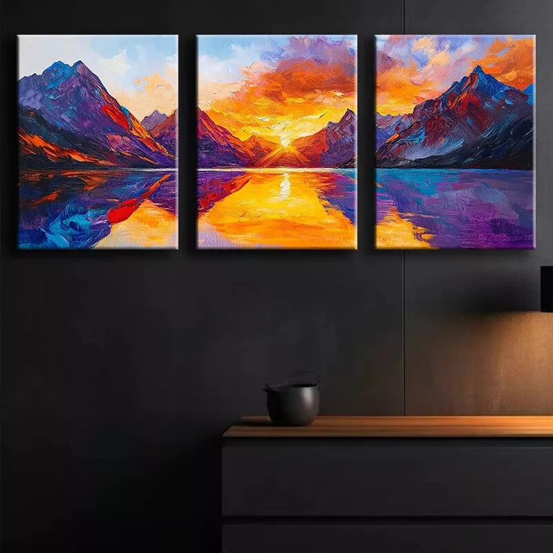 3pcs Featuring A Stunning Mountain Scene Wall Art Set Canvas Framed 40x60cm - High Quality Print 100% Australian Made Wall Canvas Ready to Hang