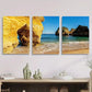 3pcs golden rocks and beaches, landscape Metal Print Ready to Hang Art