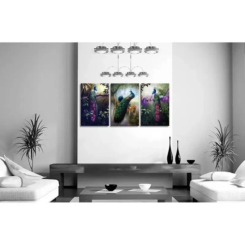 3pcs Modern Pea Rooster Pictures  Metal Print Ready to Hang Art