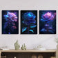 3pcs Rose burning with thorns, Metal Print Ready to Hang Art