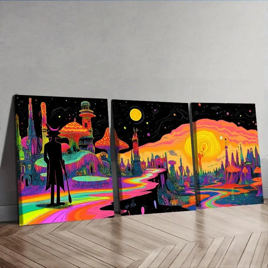 3pcs  "Strange Place (2)"Wall Art Set Canvas Framed 40x60cm - High Quality Print 100% Australian Made Wall Canvas Ready to Hang