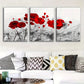 3pcs Red Poppy Flower Metal Print Ready to Hang Art