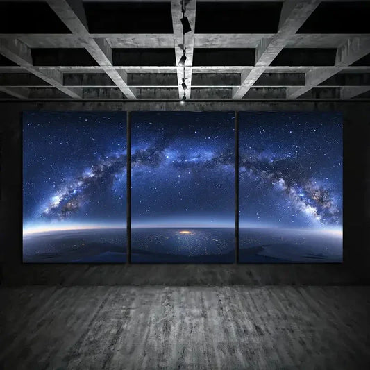 3pcs Viewing The Earth From Space Metal Print Ready to Hang Art